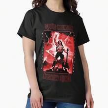 Women's Casual Short Sleeve Eddie Munson  Goth Grunge Cotton T-Shirt Round Neck - Negro - Ver 1