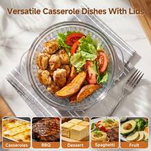 Round Clear Glass Casserole With Lid, Borosilicate Glass Bakeware, Oven Microwave Freezer , Kitchen Cookware Set For Food Serving - View 10