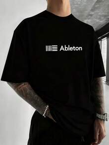 Camiseta unisex de manga corta, camiseta de manga corta con estampado del logo de Ableton para hombre, cuello redondo, estilo casual para productores de música electrónica, Spiderman, ,  Mujer, Romwe Men, boho chic, regalos para maestros, camiseta para mujer, atuendos curvy para hombre, y2k. - Negro - Ver 6