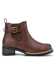 Short Chelsea Booties For Women Low Heel Ankle Boots With Side Zip - Mocha Brown - View 4