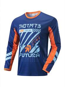 HISERWA Men's Off-Road Motorcycle Jersey-Long-Sleeve, Lightweight, Relaxed-Fit Downhill Mountain Bike Jersey - Black - View 13