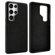 VIETAO 适用于三星 Galaxy S25 Ultra、S24 Ultra 和 S25 的磁吸式无线充电手机壳，高品质仿皮材质，保护性强。 - 黑色 - 查看 1