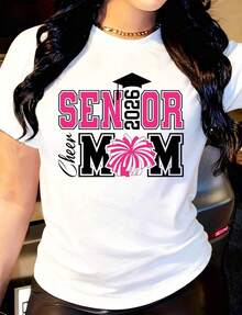 Women's T-Shirt, Casual Design With Pink Pom-Pom, Round Neck, Short Sleeve, Suitable For Daily Outdoor Wear, Perfect For All Seasons. - White - View 1
