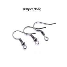 100/200pcs/Pack Iron Earring Hooks, Spring Earring Hooks With Beads, Minimalist Earring Findings, DIY Jewelry Making Earring Components - Ear Hooks - View 14