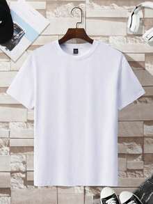 Camiseta casual para hombre de manga corta y unicolor, simple RMYX - Negro - Ver 4
