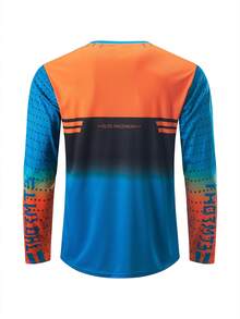 HISERWA Men's Downhill Racing Jersey-Long-Sleeve, Relaxed Fit, Moisture-Wicking, And Lightweight; Ideal For BMX, Endurance Racing, And Mountain Biking - Black - View 2