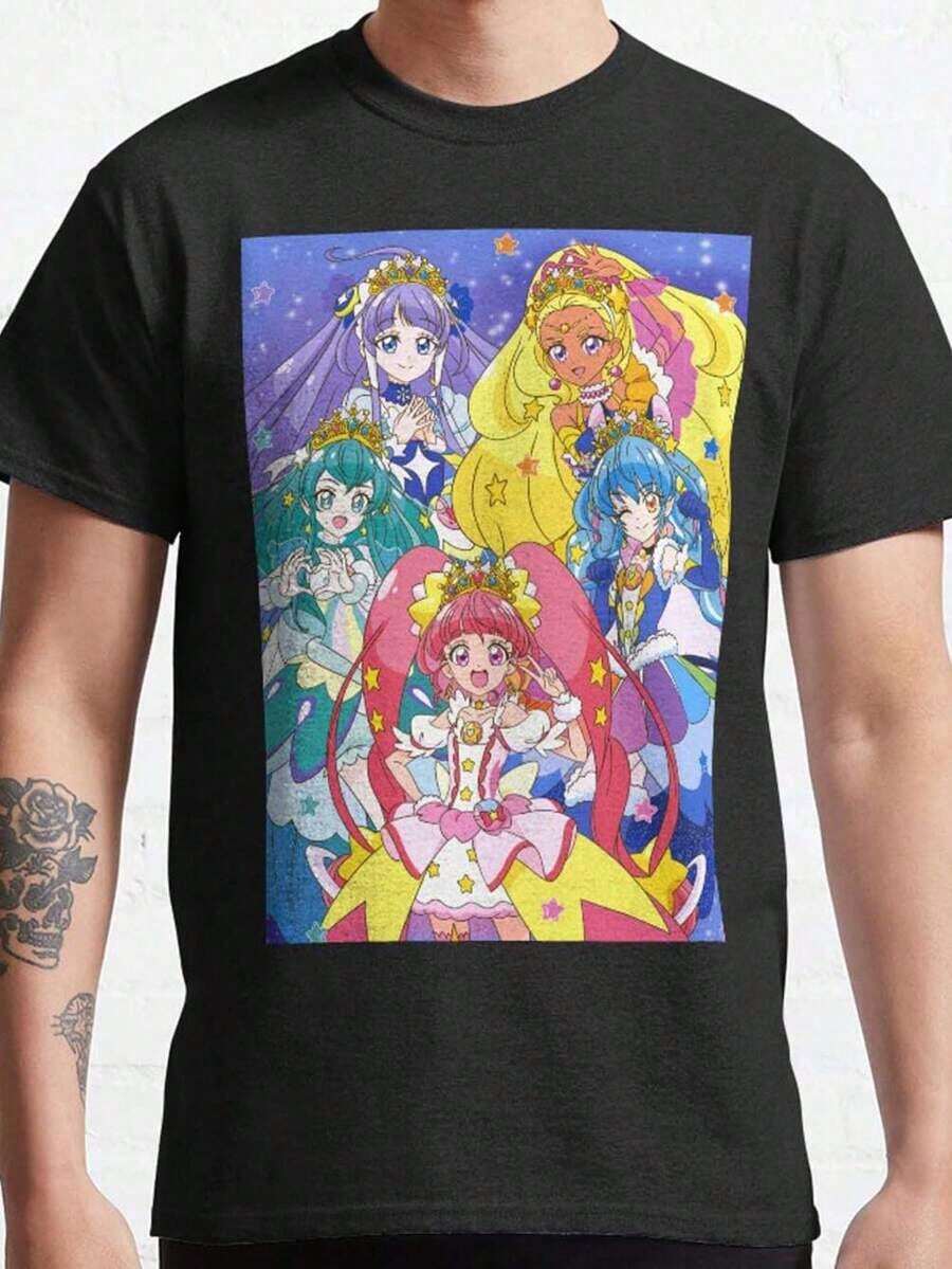 blusas para mujerCamisetas unisex, 6TallasaElegirPrecureEstrellaTwinkleClásicoCamisetaHombresInformalTripulaciónCuelloTeeconVibranteAnimeImprimir,RegularAjustePara todas las estacionesComodidad,PerfectoRegaloparaAnimeAficionadosAnimeTCamisaCómodoRopaDuraderoTela, ropademujer,blusasparamujer,topsdemujer,playerasdemujereurmuse - Negro - Ver 1