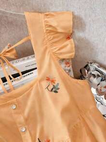 Blusa de gasa estampada con mangas cortas para mujer talla grande, camiseta casual de apertura frontal para vacaciones, versátil para primavera y verano - Multicolor - Ver 5