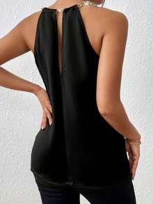 Blusa de estilo empresarial casual y digno de estilo vintage 2 en 1 para el regreso a clases - Negro - Ver 2