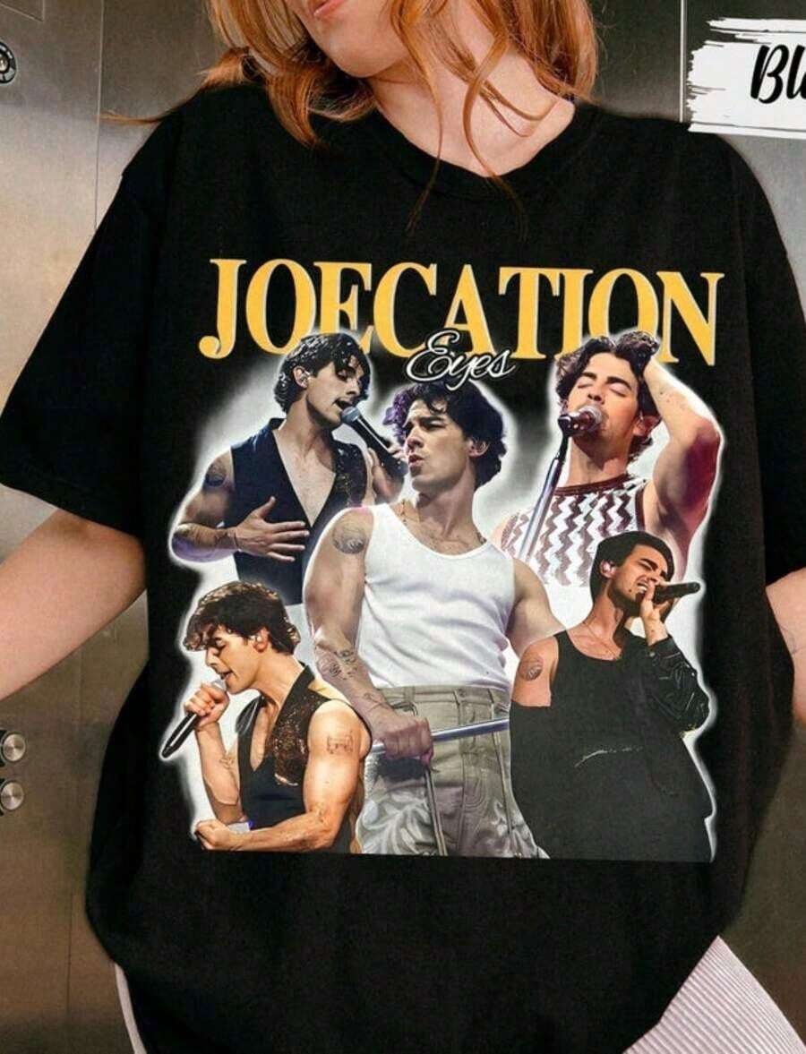 Camiseta de la gira Joecation Eyes de Joe Jonas, Mercancía Musical de Joe Jonas, Camiseta de la gira 2025, JONAS20 - Negro - Ver 1