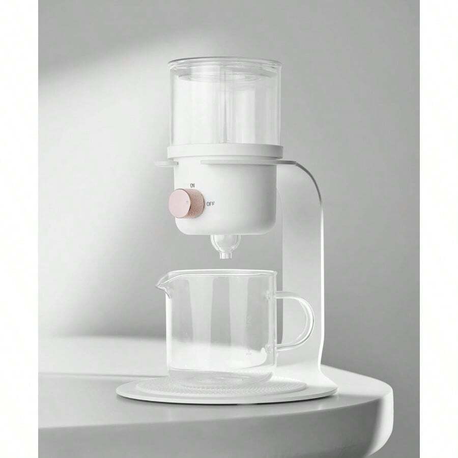 Glass Tea Pot With Infusers Loose Tea And Drip Coffee Pour Over, Semi Automatic Tea Set With Magnetic Teapot, White - White - View 1