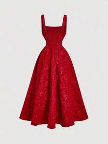 MEXSHEIN MOD Vestido de mujer de estilo palaciego vintage rojo, vestidos de verano para mujeres, vestidos de dama de honor, ropa de vuelta al colegioMEX GBNF - Rojo - Ver 5