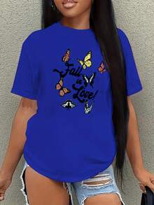 Camiseta de manga corta para hombre con estampado y diseño de cuello redondo, adecuada para el uso diario en primavera y verano. - Azul - Ver 2