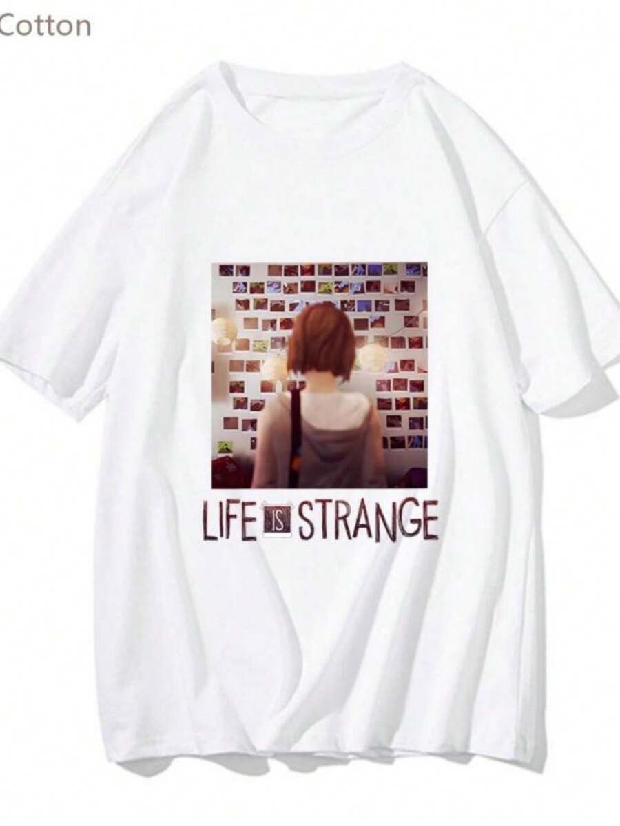 Women's Blouses Life Is Strange Graphic Anime T-Shirts Fashion Menwomen Tshirt Short Sleeve 100% Cotton Tee-Shirt Cute Cartoon Manga T Shirt - 白色 - 查看 1