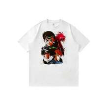 Yu-Yu-Hakusho-Yusuke-Urameshi-Kurama-Hiei-Kazuma-Kuwabara-Group-Posing-Art-(4) Unisex Summer Casual Short Sleeve T-Shirt With Anime Cartoon Print Y2K - 白色 - 查看 1