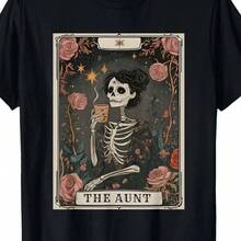 Nueva camiseta estampada: Camiseta de mujer con diseño de calavera y tarjeta de tarot, para amantes del café, unisex. Se abre en una nueva ventana. Camiseta de manga corta para mujer de talla grande con patrón geométrico, ajuste cómodo, mangas cortas, cuello redondo informal, lavable a máquina, adecuada para todas las estaciones. |   Camiseta con Estampado Retro | Camiseta de algodón puro/Navidad, top casual de manga corta de algodón suave. ,Conjuntos a juego para niñas, conjuntos madre-hija, adecuados para regalos de San Valentín, unisex, camisetas conmemorativas, San Valentín, estilo anime japonés, conjuntos para padres e hijos, San Valentín, camisetas gráficas para hombres. - Negro - Ver 6