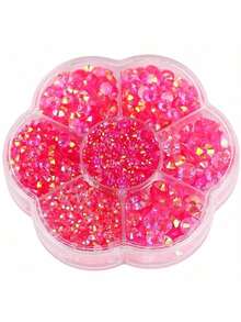 每盒5000顆，2mm、3mm、4mm、5mm、6mm共5種尺寸。花形盒裝平底水晶水鑽，多色水晶寶石，珠寶珠飾，玻璃藝術貼紙。適用於衣服、包包、鞋子、杯子、手機殼、手工藝品和DIY裝飾 - 5000件 - 查看 53