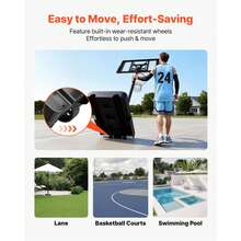 Portable Basketball Stand, 4.4 Ft To 10 Ft Height Adjustment Basketball Hoop & Goal, Adjustable Basketballs Goal System With Built-In Rolling Wheels For Kids, Teens, Adults In Driveways, Pools - 4.4 ft to 10 ft - 查看 6