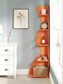 70-Inch Five-Layer Corner Bookshelf, Book Corner, Corner Display Cabinet, Room Decoration Shelf, Bedroom Decoration Shelf, Suitable For Living Room, Study And Bedroom, Easy To Install, Indoor Plant Stand, Modern And Simple Style - 橘色 - 查看 5