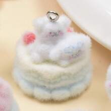 Flocked Cake Pendant In Blue Tones, Resin Cute Accessory, Dust Plug, Phone Keychain, Bag Pendant Material - #1 - View 7