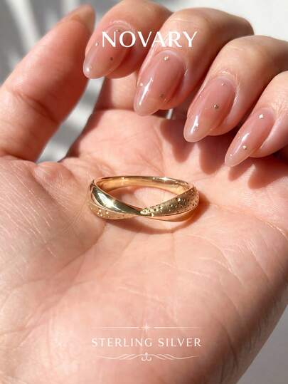 1 pieza Anillo de mujer elegante y único de oro, regalo de joyería exquisita para aniversario/cumpleaños