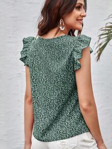 Blusas Volante Plantas Casual - Verde Oscuro - Ver 2