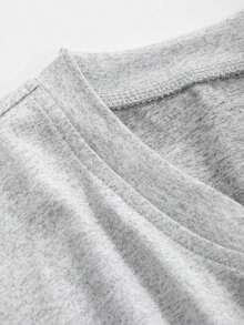 Camiseta de manga corta de ajuste slim con cuello redondo para mujer, para el verano - Gris - Ver 6