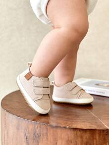 嬰兒男童女童牛津鞋 幼兒初學走路運動鞋 軟底防滑搖籃鞋 適用 0-6、6-12、12-18 個月 - 杏色 - 查看 3