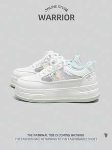 WARRIOR 1 đôi giày thể thao nữ, giày casual cổ thấp màu trắng có lưới. - Bạch Thiên Thanh - Xem 1