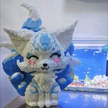 30,000pcs Large Nine-Tailed Fox Micro Building Blocks, Couple Pink & Blue Cute Decor, High Difficulty Assembly Toy Gift, Adorable Nine-Tailed Fox Linked Bricks, 3D Stereo Model, Adult Stress Relief Desktop Decoration - Multicolor - View 7