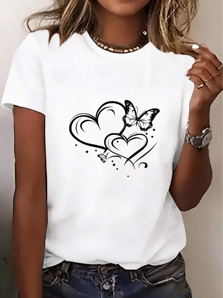 Camiseta de manga corta para mujer - Elegante camisa de cuello redondo - Adecuada para viajes, playa y uso casual| Prendas esenciales de primavera/verano lavables a máquina| Adecuado para ocasiones casuales o formales, como citas, vacaciones y regalos. - Blanco - Ver 1
