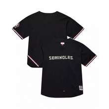 Mitchell & Ness Men's Black Florida State Seminoles On The Clock Full-Button Fashion Jersey |  | Men Sports Tees & Tanks - 黑色 - 查看 1