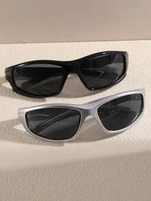 2pcs Fashion Wrap-Around Street Style Fashion Glasses For Women, Suitable For Casual Street Outfits - Multicolor - View 18