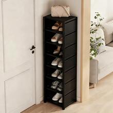 1pc Dustproof Multi-Layer Shoe Rack Cabinet ,Non Woven Fabric And Plastic Materials,Shoe Organizer Storage For Small Household, Indoor Dormitory Rental And Entrydoorway, Easy Assembly, Space-Saving ,Compact Design, Holds Multiple Pairs Of Shoes - Black - View 2