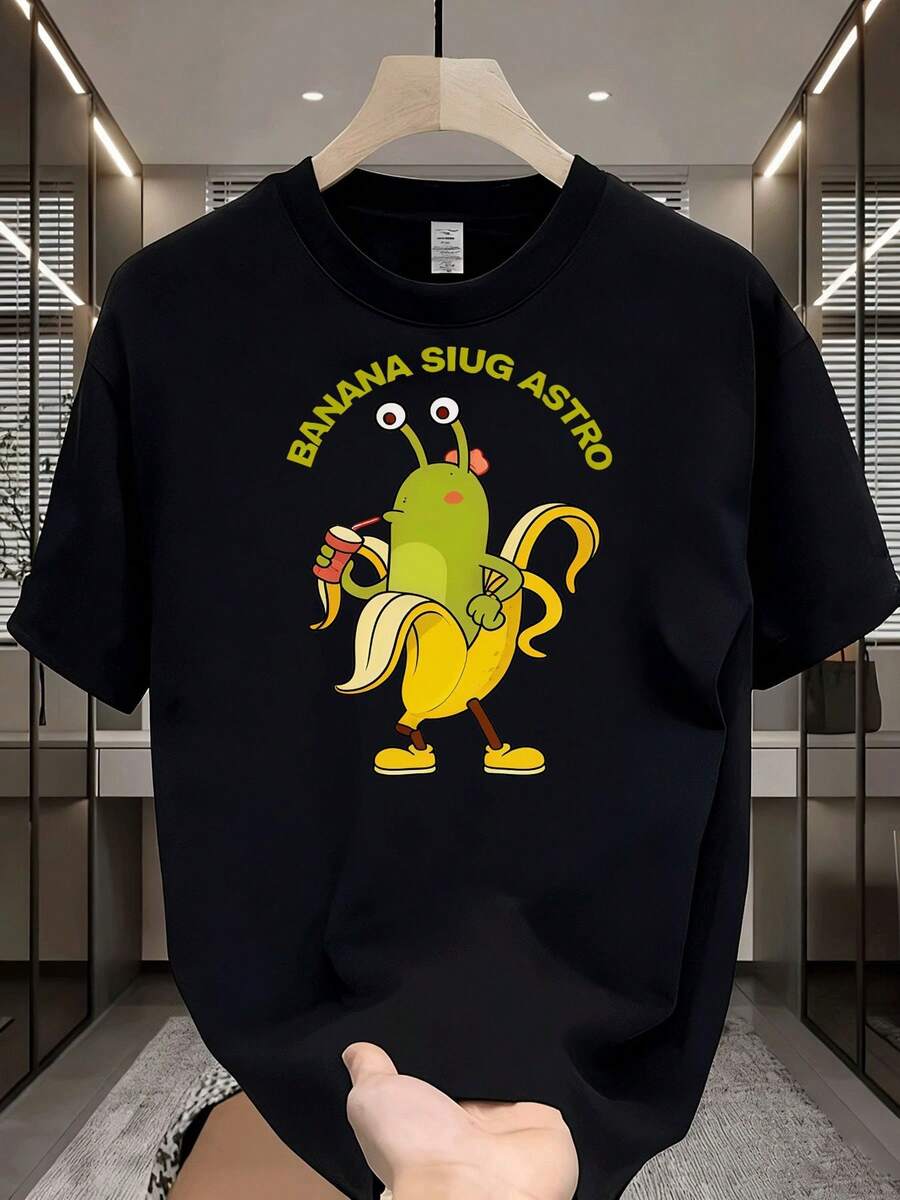 Camisetas unisex, camisetas unisex, para hombreDivertidoPlátanoCaracolAstro&BannaAstroGráficoCamiseta-LindocaracolconPlátanoPiel&TextoDiseño,Absorbe la humedadTranspirableCortoMangaCuello redondoTeeparaInformalDesgaste,HalloweenDisfrazFiestas, GráficosimpresoAmigable con la piel, estilo de los 90Retro, Ropa Urbana, De Modacasualtees,ropademujer,blusasparamujer,topsdemujer,playerasdemujer,ropademujer,blusasparamujer,topsdemujer,playerasdemujer - Negro - Ver 1