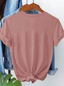 Short-Sleeved T-Shirt With Print 8076 - Rosa - View 2