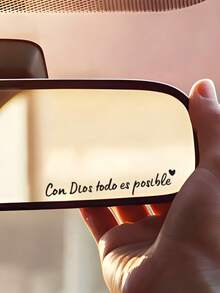 1pc Inspirational "Con Dios Todo Es Posible" Car Rear View Mirror Stickers - Spanish Style Vinyl Decals For Doors, Windows, Walls, Laptops & Home Decor - Self-Adhesive, Asymmetrical Shape - A - View 2