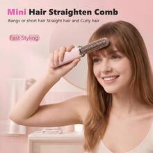 Mini Hair Straightener Clip, Suitable For Short Hair, Curly Hair, Bangs, High-Top Design, USB Type-C Charging, Portable Pocket Straightening Comb For Travel, Salon, Wedding, Home, Daily Use Small Ceramic Straightening Clip - Multicolor - View 4