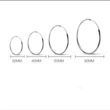 1 par de pendientes simples de plata pura S925 - Pendientes redondos hipoalergénicos para que las mujeres los usen a diario - 40 cm - Ver 12