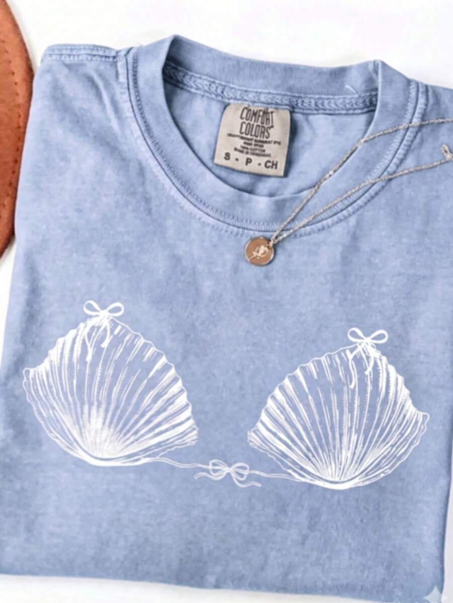 2026THEEARTHHISGLORYPatternRetroWashableHigh QualityCottonDouble-Sided PrintingTShirtMen'sTShirtOld ModelSummerClothingDrop ShoulderSleeveRound NeckTo - 淺藍色 - 查看 1