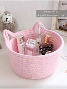 1/3 chiếc Giỏ đựng đồ thủ công đan hình tai mèo, Giỏ vải đựng đồ gia dụng hiện đại, Thích hợp cho phòng khách, phòng ngủ, bàn làm việc, phòng tắm, tủ đầu giường, hành lang, đựng mỹ phẩm, đồ trang trí, đồ chơi, kệ, đồ dùng trong nhà. - Hồng - Xem 13