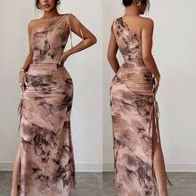 Nana's Women's Clothing Store  Vestido maxi sin mangas con abertura alta y estampado floral elegante de malla para mujer - Café integral - Ver 8