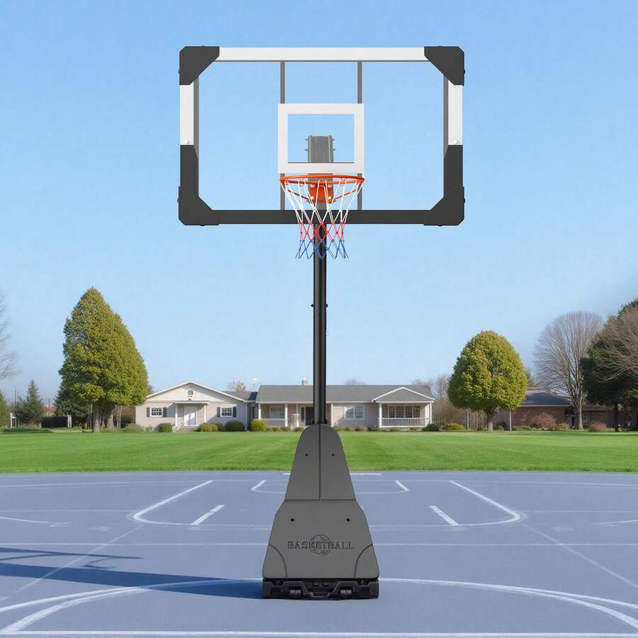 Portable Basketball Stand, 8.04 To 10 Ft Height Adjustment Basketball Hoop & Goal, Basketballs Hoop Outdoor With 44 Inch PC Backboard For Kids, Adults In Schools, Parks, Indoor & Outdoor Use - 8.04 to 10 ft - 查看 1