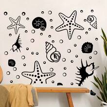 Pegatinas de pared con diseño de conchas marinas, mariscos y burbujas, decoración de pared con temática oceánica y de animales marinos para baño, dormitorio, sala de juegos, cocina y hogar - caparazón - Ver 6