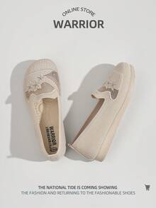WARRIOR 1 đôi giày nữ mùa hè mới, kiểu buộc dây, dễ xỏ, giày đi bộ thoáng khí bằng lưới cho người già, giày thể thao đế mềm cổ thấp ngoài trời. - Màu be - Xem 5