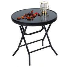 Folding Side Table, Foldable Coffee Table, Outdoor Garden Table, Small Round Patio Table - 黑色 - 查看 1