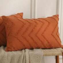 1/2pcs Wave Cutting Ceramic Red Pillowcase Set - Includes 1 Or 2 Pillowcases (No Insert), Reversible, Cute Fresh Cottage Style, Lightweight & Breathable, Machine Washable,CottageStyle - Burnt Orange - View 19
