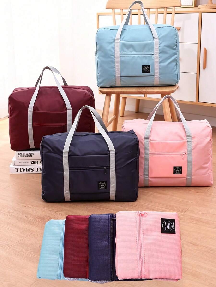 Large Capacity Lightweight Oxford Fabric Travel Bag, Foldable Portable Luggage Bag With Fixed Shoulder Strap And Zipper Closure - Multicolor - View 1