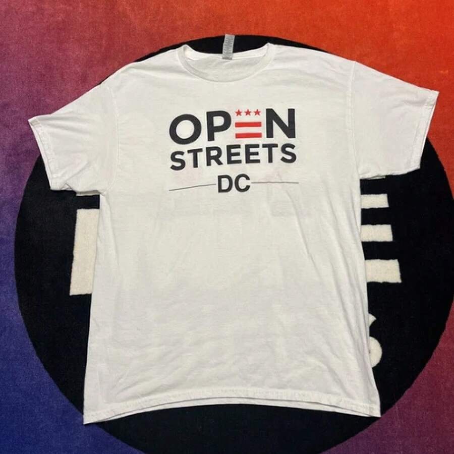 Men's Large Open Streets Washington DC Double Sided Graphic T Shirt White Retroblusas para mujer playeras de mujer vestidos casuales para mujer y2k playeras deportivas para mujer verano camisetas ropa de mujer Fashion Perfect For Daily - Blanco - Ver 1