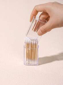 3pcs/Set Square Acrylic Toothpick Holder, Transparent Storage Box, Small Jewelry Organizer, Swab Dispenser, Flip-Top Swab Organizer, Plastic Box For Swabs, Toothpicks, Dental Floss, Suitable For Bathroom, Desk, Vanity, Portable, Dust-Proof, Household, Makeup Tools, Carry-On - Multicolor - View 7